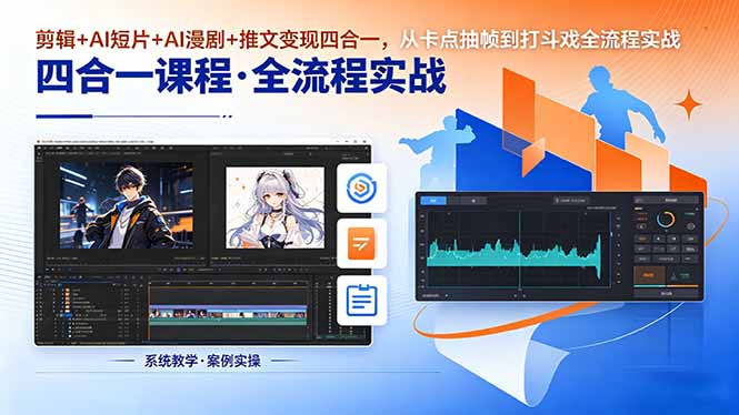 剪辑+AI短片+AI漫剧+推文变现四合一，从卡点抽帧到打斗戏全流程实战-止水留痕