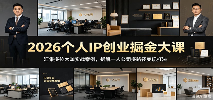 2026个人IP创业掘金大课：汇集多位大咖实战案例，拆解一人公司多路径变现打法-止水留痕