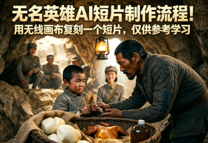 无名英雄AI短片制作流程！用无线画布复刻一个短片，仅供参考学习-止水留痕
