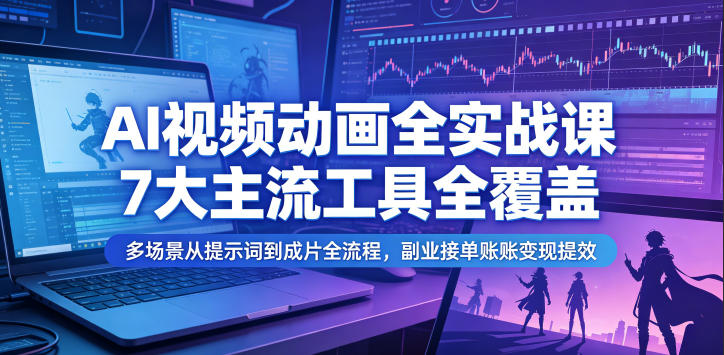 AI视频动画全实战课,7大主流工具全覆盖,多场景从提示词到成片全流程,副业接单账号变现提效-止水留痕
