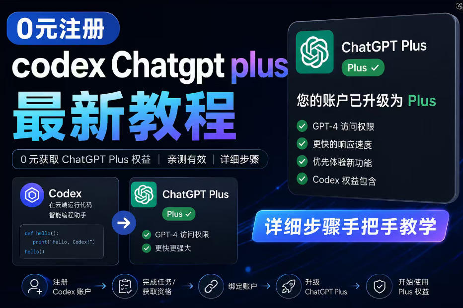 0元全自动注册codex gpt plus最新教程，0元获取GPT Plus权益，手把手详细教学-止水留痕