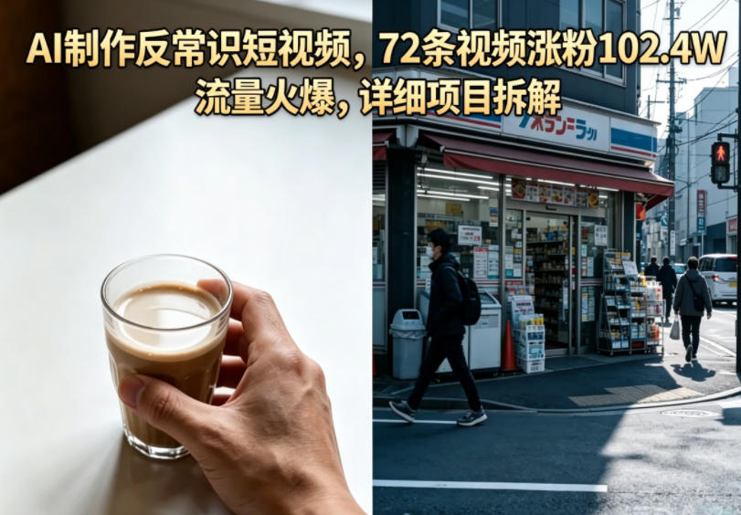 AI制作反常识短视频，72条视频涨粉102.4W，流量火爆，详细项目拆解-止水留痕