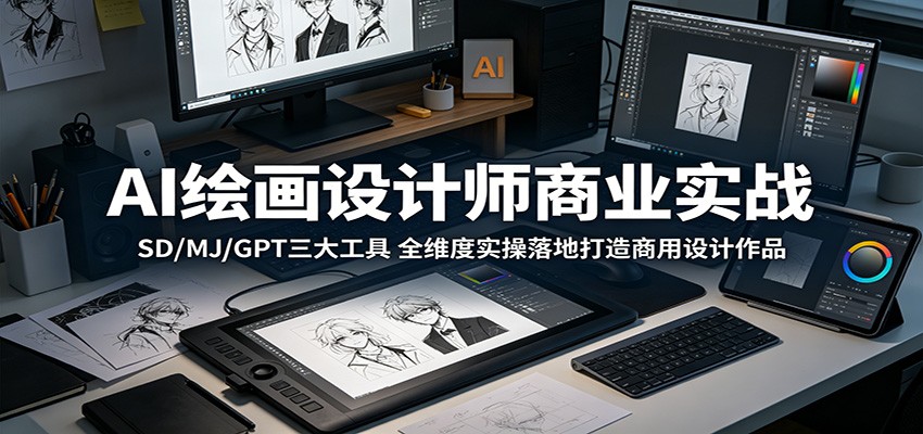 AI绘画设计师商业实战：SD/MJ/GPT三大工具，全维度实操落地打造商用设计作品-止水留痕