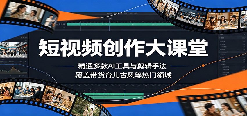 短视频创作大课堂：精通多款AI工具与剪辑手法，覆盖带货、育儿、古风等热门领域-止水留痕