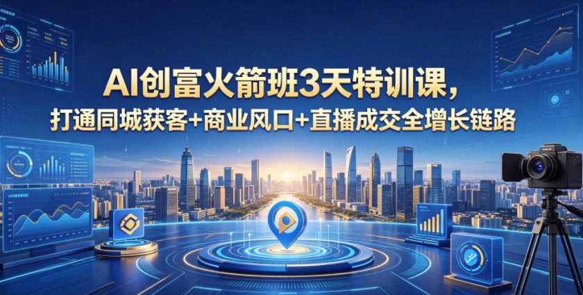 AI创富火箭班3天特训课，打通同城获客+商业风口+直播成交全增长链路，2026年4月新课-止水留痕