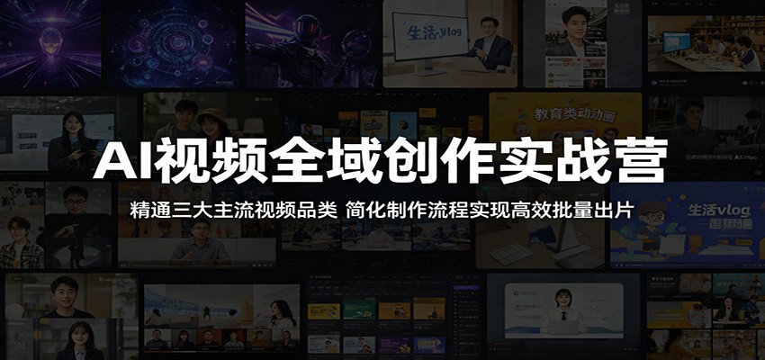AI视频全域创作实战营：精通三大主流视频品类，简化制作流程实现高效批量出片-止水留痕