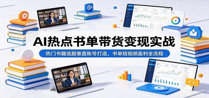 AI热点书单带货变现实战：热门书籍选题垂直账号打造，书单短视频盈利全流程-止水留痕