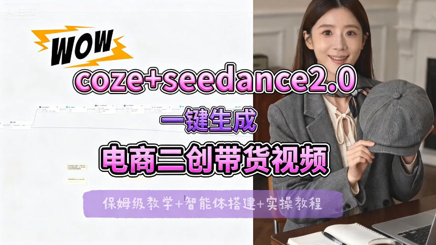 【Coze工作流搭建实操教程】seedance2.0+coze一键生成电商二创带货视频，全流程保姆级教学-止水留痕