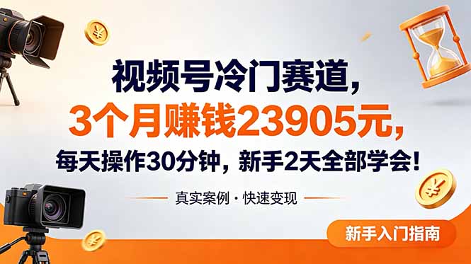 视频号冷门赛道，3个月变现23905元，新手2天学会 每天操作30分钟！-止水留痕