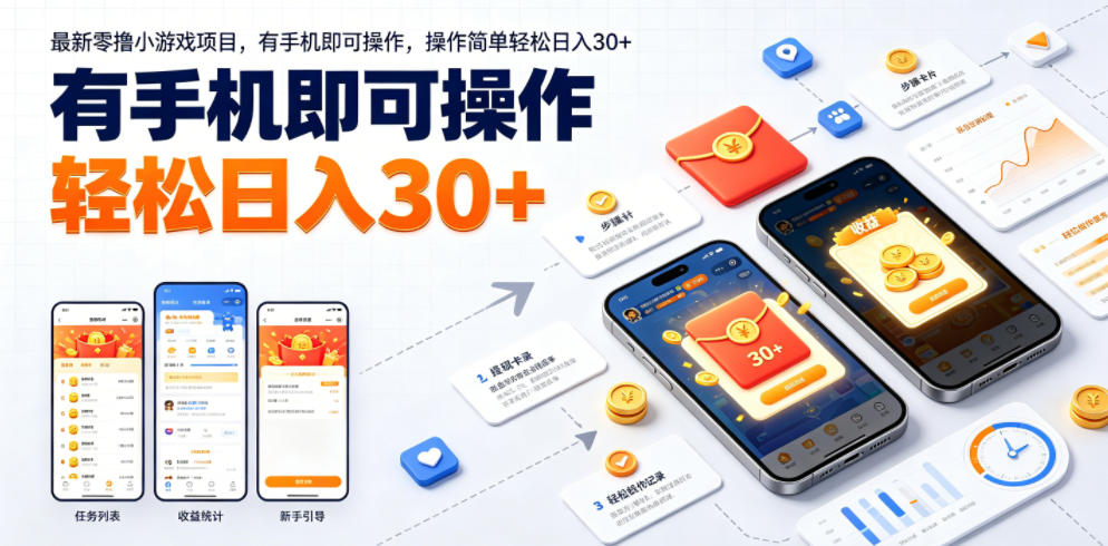 最新零撸小游戏项目，有手机即可操作，操作简单轻松日入30+-止水留痕