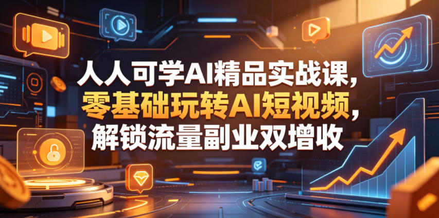 人人可学AI精品实战课，零基础玩转AI短视频，解锁流量副业双增收-止水留痕