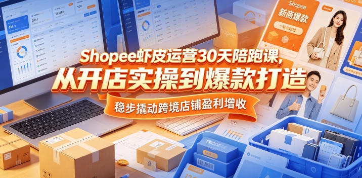 Shopee虾皮运营30天陪跑课，从开店实操到爆款打造，稳步撬动跨境店铺盈利增收-止水留痕