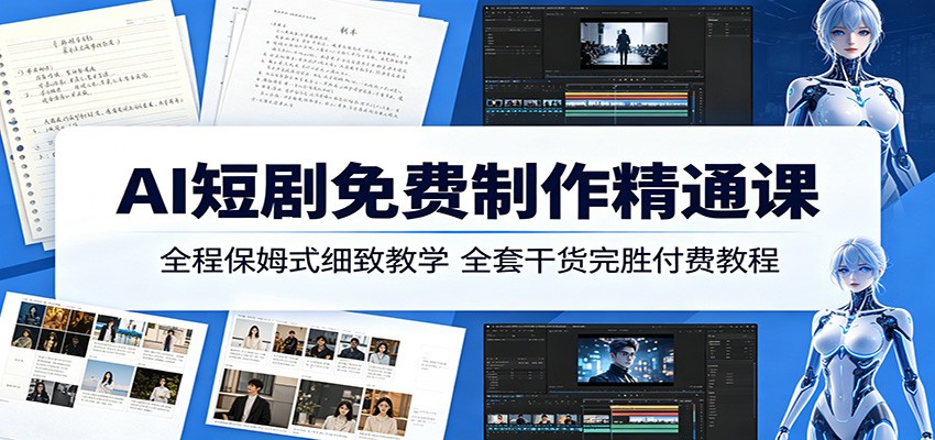 AI短剧免费制作精通课：全程保姆式细致教学，全套干货完胜付费教程-止水留痕