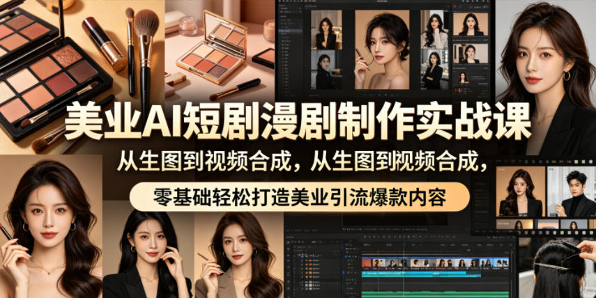 美业AI短剧漫剧制作实战课，从生图到视频合成，零基础轻松打造美业引流爆款内容-止水留痕