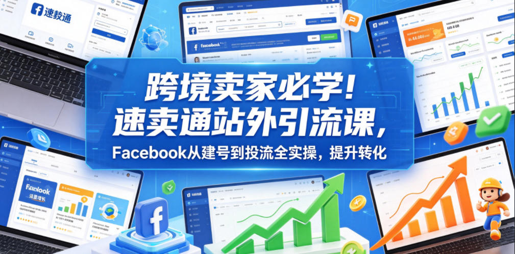 跨境卖家必学!速卖通站外引流课,Facebook从建号到投流全实操,提升转化-止水留痕