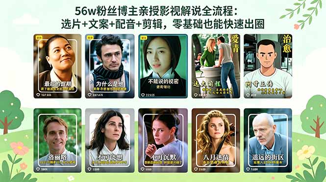 56万粉丝博主亲授影视解说全流程：选片+文案+配音+剪辑，零基础也能快速出圈-止水留痕