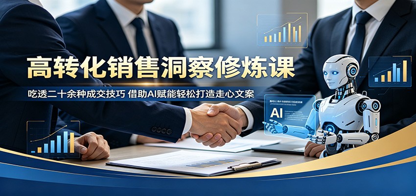 高转化销售洞察修炼课：吃透二十余种成交技巧，借助AI赋能轻松打造走心文案-止水留痕