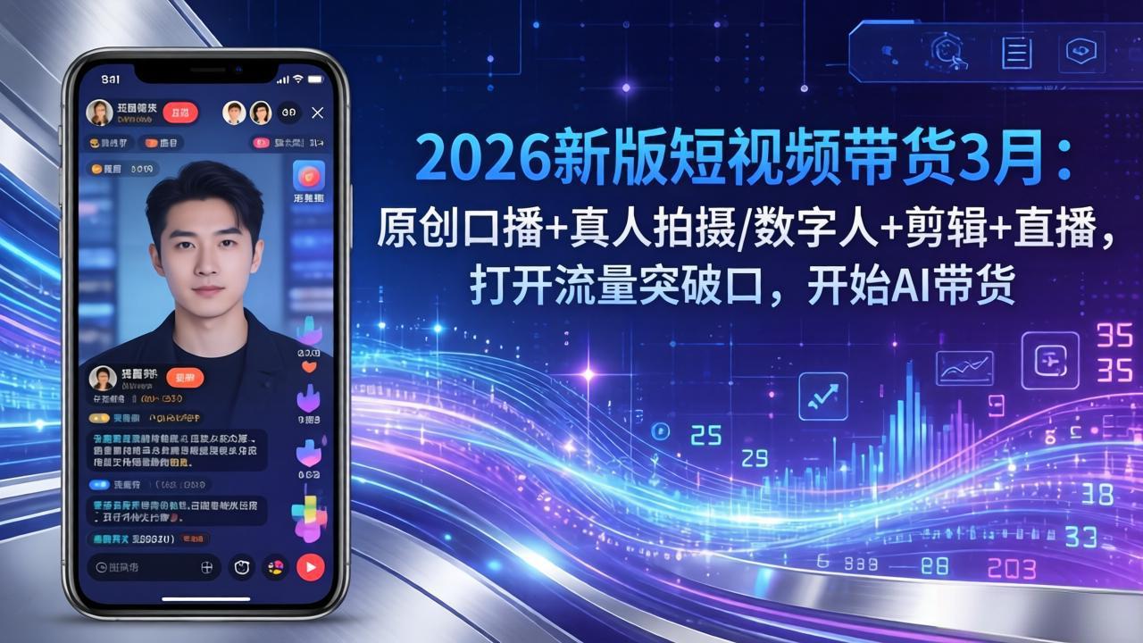 2026新版短视频带货3月：原创口播+真人拍摄/数字人+剪辑+直播，打开流量突破口，开始AI带货-止水留痕