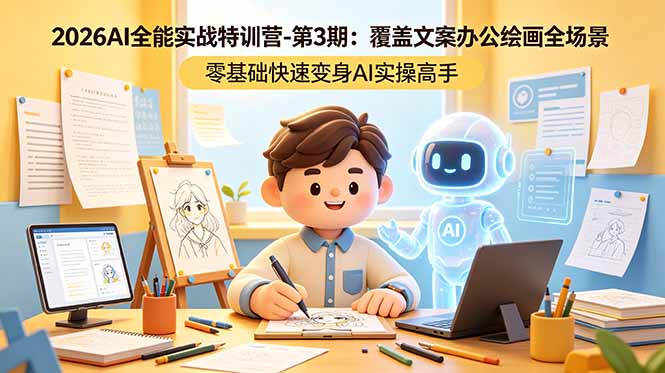 2026AI全能实战特训营-第3期：覆盖文案办公绘画全场景 零基础快速变身AI实操高手-止水留痕