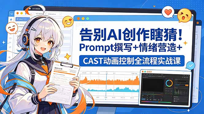 告别AI创作瞎猜！Prompt撰写+情绪营造+CAST动画控制全流程实战课-止水留痕