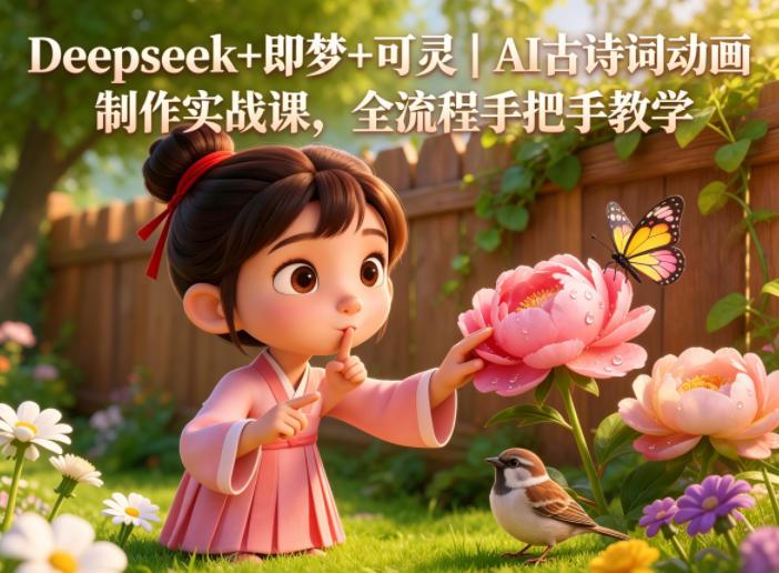 Deepseek+即梦+可灵｜AI古诗词动画制作实战课，全流程手把手教学-止水留痕