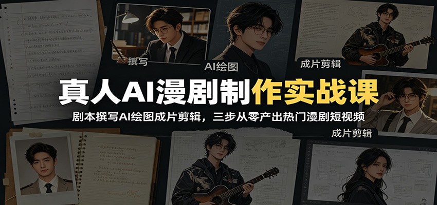 真人AI漫剧制作实战课：剧本撰写AI绘图成片剪辑，三步从零产出热门漫剧短视频-止水留痕