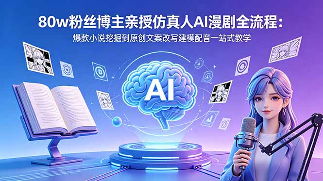80w粉丝博主亲授仿真人AI漫剧全流程：爆款小说挖掘到原创文案改写建模配音一站式教学-止水留痕