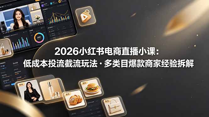 2026小红书电商直播小课,低成本投流截流玩法,多类目爆款商家经验完整拆解教学-止水留痕