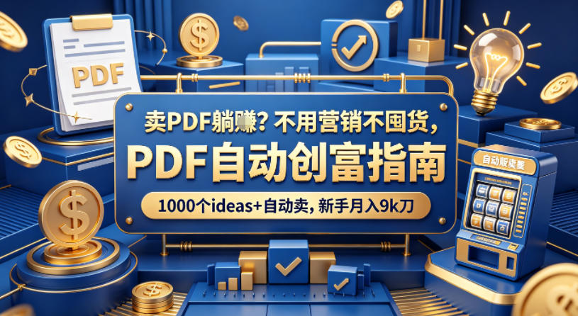 卖PDF躺賺？不用营销不囤货，PDF自动创富指南，1000个ideas+自动卖，新手月入9k刀【原创双语字幕】-止水留痕