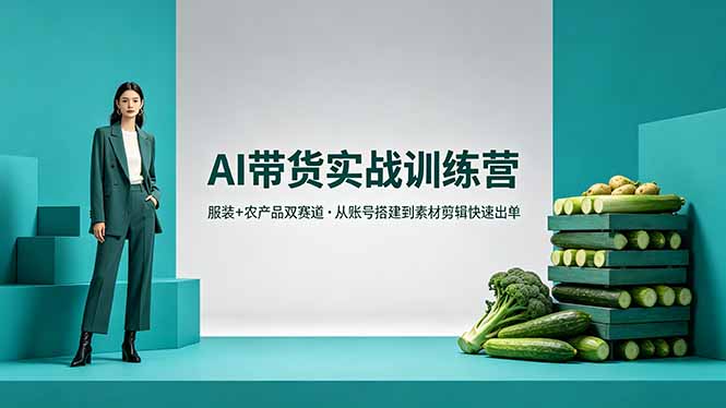 AI带货实战训练营，服装+农产品双赛道，从账号搭建到素材剪辑快速出单-止水留痕