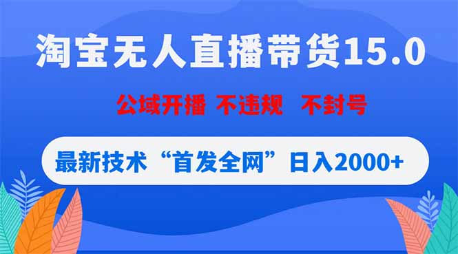 淘宝无人直播带货15.0，不封号，不违规，公域玩法，首发全网日入2000+-止水留痕
