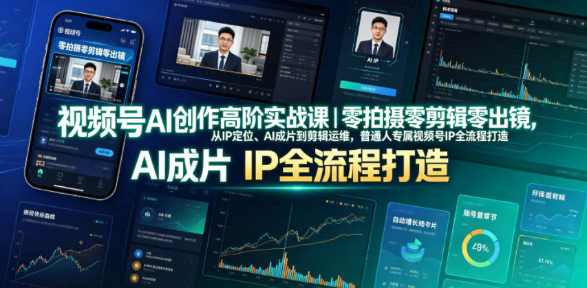 视频号AI创作高阶实战课｜零拍摄零剪辑零出镜，从IP定位、AI成片到剪辑运维，普通人专属视频号IP全流程打造-止水留痕