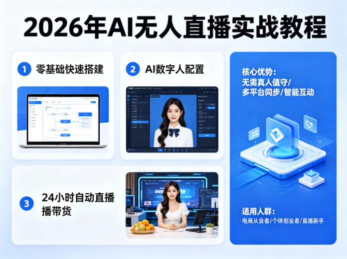 2026年AI无人直播实战教程，零基础也能快速搭建AI数字人无人直播间，实现24小时自动直播带货-止水留痕