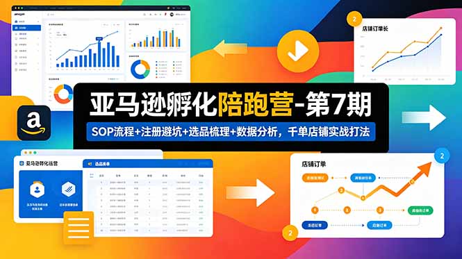 亚马逊孵化陪跑营-第7期:SOP流程+注册避坑+选品梳理+数据分析,千单店铺实战打法(更新0625-止水留痕
