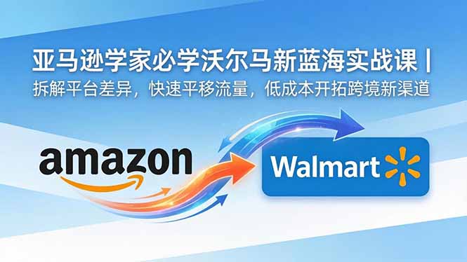亚马逊卖家必学沃尔玛新蓝海实战课｜拆解平台差异，快速平移流量，低成本开拓跨境新渠道-止水留痕