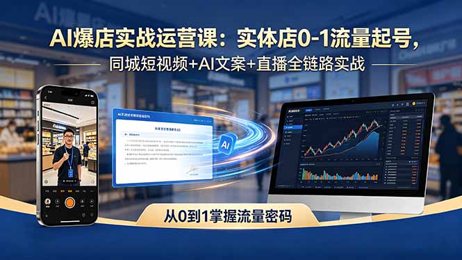 AI爆店实战运营课:实体店0-1流量起号,同城短视频+AI文案+直播全链路实战-止水留痕