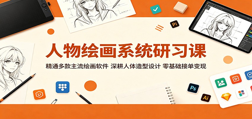 人物绘画系统研习课：精通多款主流绘画软件，深耕人体造型设计，零基础接单变现-止水留痕