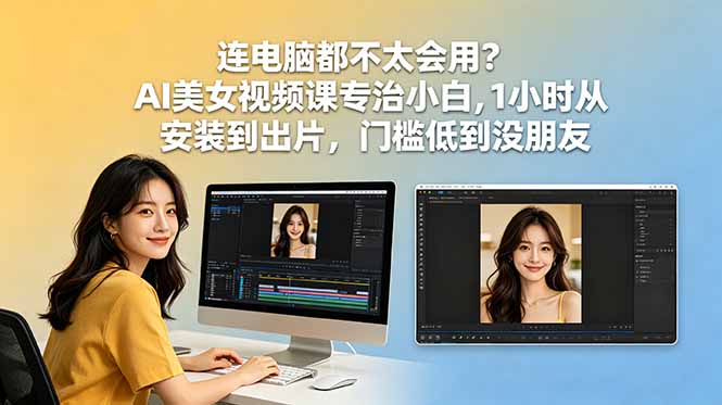 连电脑都不太会用？AI美女视频课专治小白，1小时从安装到出片，门槛低到没朋友-止水留痕