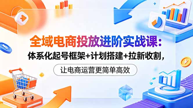 全域电商投放进阶实战课：体系化起号框架+计划搭建+拉新收割，让电商运营更简单高效-止水留痕